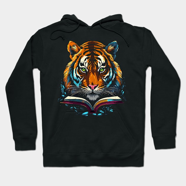 Siberian Tiger Reads Book Hoodie by JH Mart